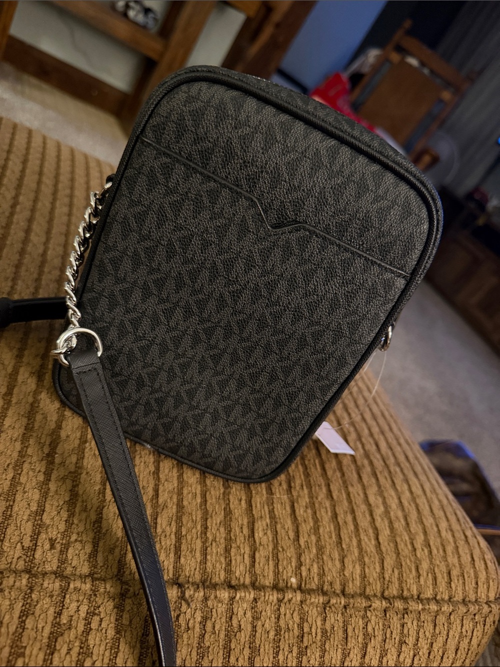 Michael Kors Black Signature Monogram Crossbody Pouch - Picture 2 of 6